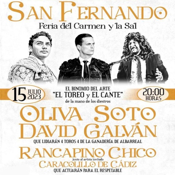 15/07 San Fernando (20:00) Toros (El toreo y el cante) RECOGER EN TAQUILLA