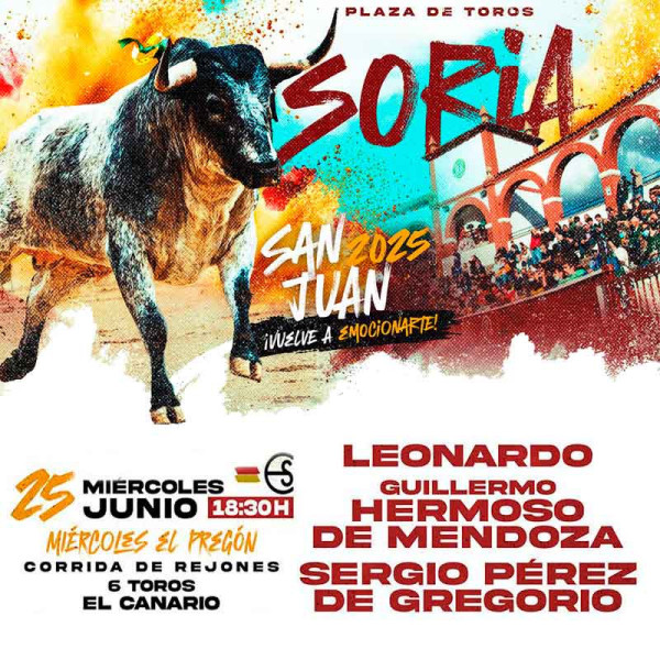 Bullfight tickets Soria 2025 - Rejones 25th June - Servitoro