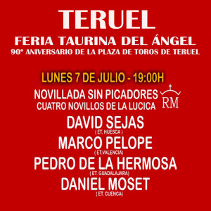 Bullfight tickets Teruel - 2025 Fiestas del Ángel - Novillada sin picadores (Young Bulls)