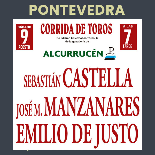 Bullfight tickets Pontevedra - Peregrina - August 9th