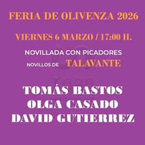 Plaza de toros de Olivenza - corrida de novillos 6 marzo 2026