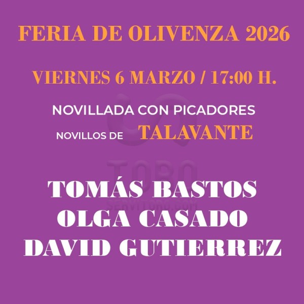 Plaza de toros de Olivenza - corrida de novillos 6 marzo 2026