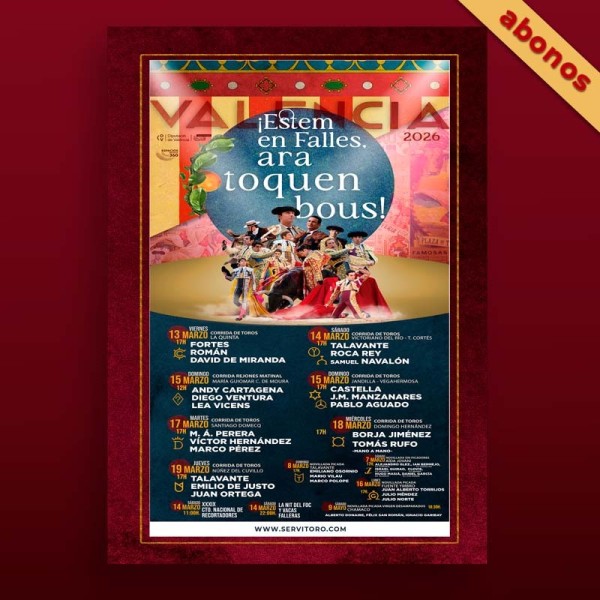 Bullfight season tickets Valencia - Las Fallas 2026 | Servitoro.com
