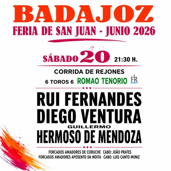 Entradas Toros Badajoz - Feria de San Juan 2026 - Junio 20