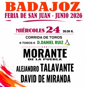Entradas Toros Badajoz - Feria de San Juan 2026 - Junio 24