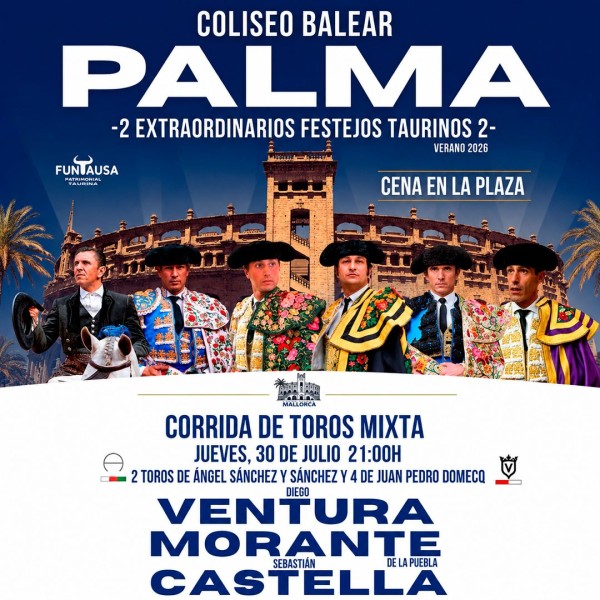 Bullfight tickets Palma de Mallorca -  July 30th at 21h