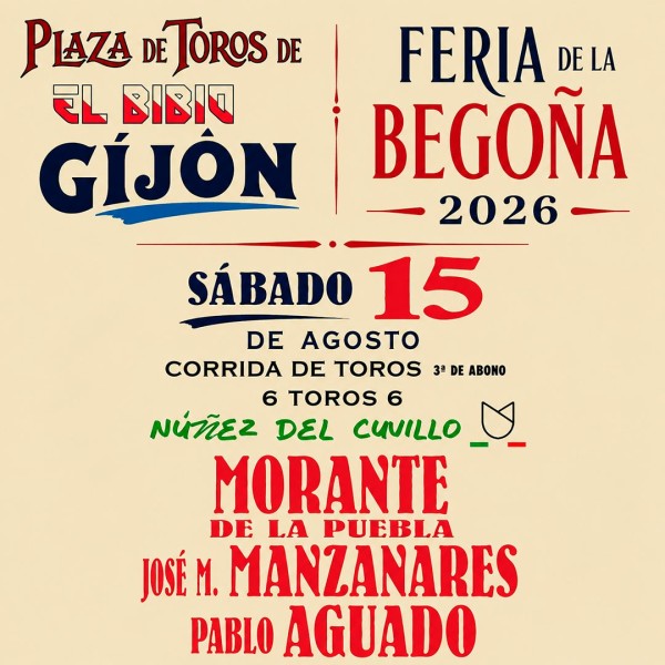 Gijón Bullfight – 15 August 2026