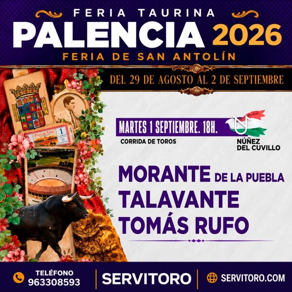 Entradas Toros Palencia - San Antolín - Septiembre 1. Servitoro