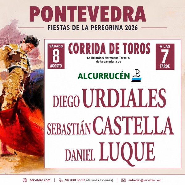 Bullfight tickets Pontevedra - Peregrina - August 8th