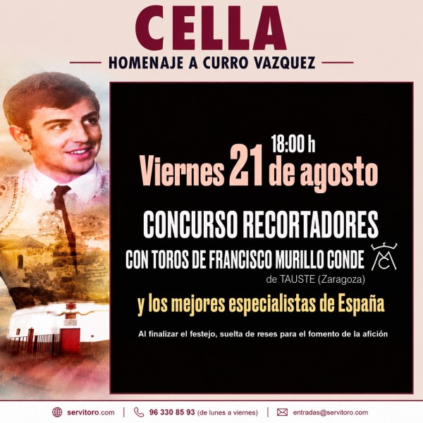 Bullfight tickets Cella - San Clemente fair 2026. Recortes contest