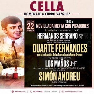Bullfight tickets Cella - Novillada show - August 22nd