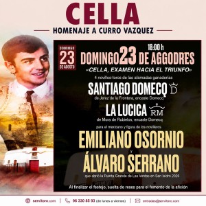 Entradas Toros Cella - Novillada el 23 de agosto
