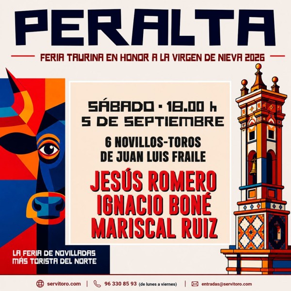 Peralta Bullfighting Tickets 2026 | Virgen de Nieva Bullfighting Festival