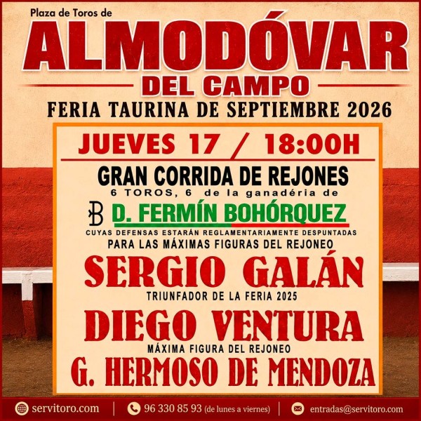 Entradas Toros Almodóvar del Campo - Jueves 17 a las 18h