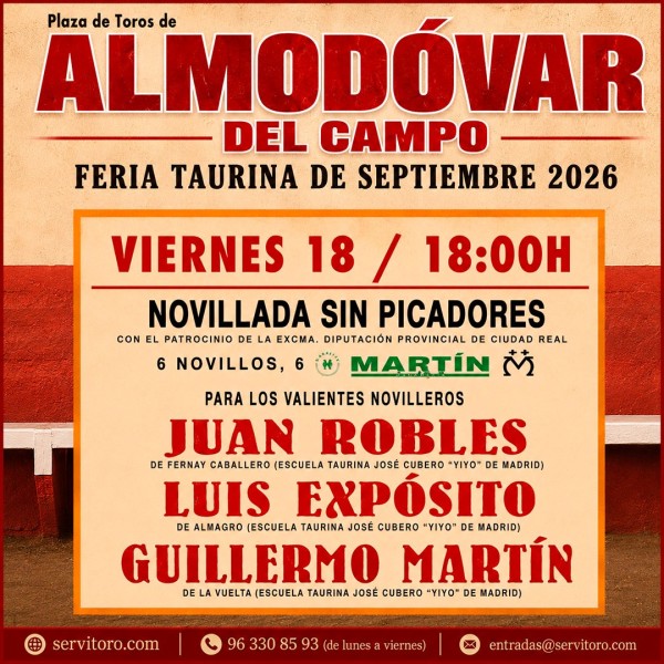 Bullfight ticket Almodóvar del Campo - Friday 18th of September at 18:00