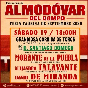 Bullfight ticket Almodóvar del Campo - Saturday 19th September