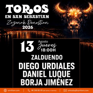 Entradas Toros San Sebastián 2026 | Diego Urdiales, Daniel Luque y Borja Jiménez
