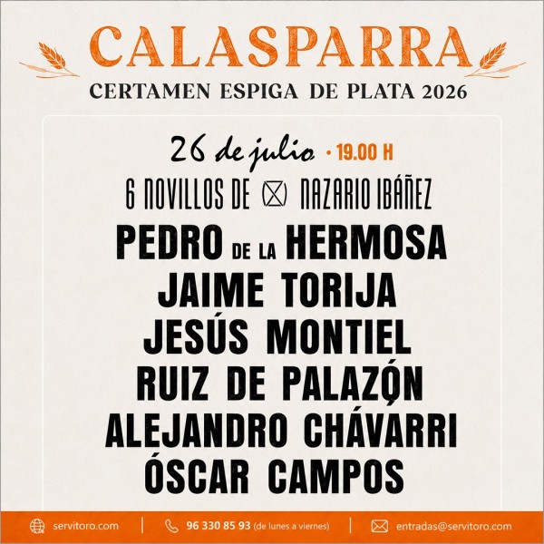 Entradas Toros Calasparra - Julio 26. Novillada sin picadores