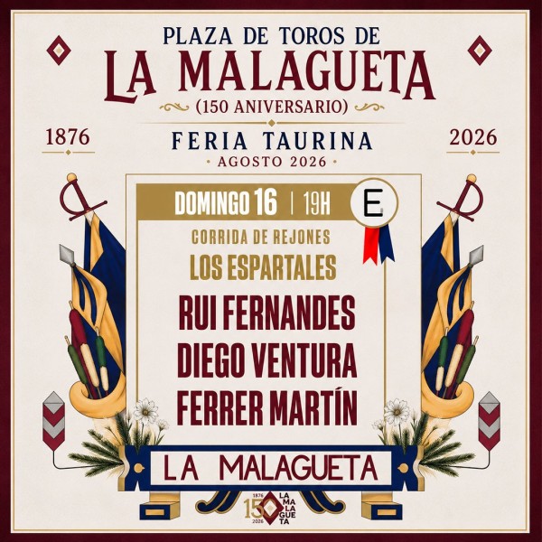 Bullfight tickets Málaga 2026  Feria de Agosto - August 16th - Rejones Bullfight