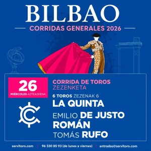 Bilbao Bullfight Tickets 2026 | Emilio de Justo, Román and Tomás Rufo