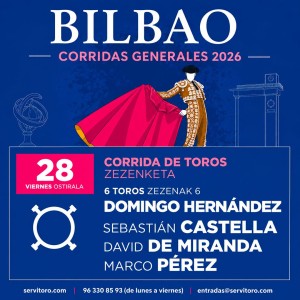 Bilbao Bullfight Tickets 2026 | Castella, David de Miranda and Marco Pérez