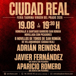 Entradas Novillada Ciudad Real 2026 | Adrián Reinosa, Javier Fernández y Aparicio Romero