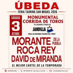 Entradas Toros Úbeda 2026 – Feria de San Miguel – 3 octubre - Corrida de toros