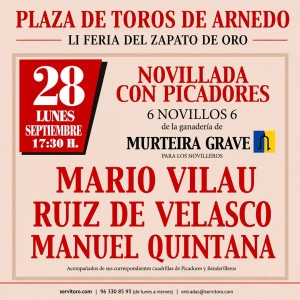 Entradas Novillada Arnedo 2026 | Mario Vilau, Ruiz de Velasco y Manuel Román