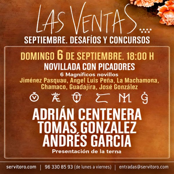 Plaza de toros de Las Ventas, Madrid - Novillada 6 septiembre 2026