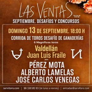 Plaza de toros de Las Ventas, Madrid - Corrida de toros 13 septiembre 2026