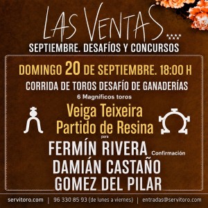 Plaza de toros de Las Ventas, Madrid - Corrida de toros 20 septiembre 2026