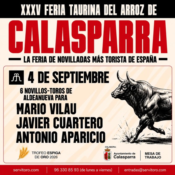 Entradas Toros Calasparra - Septiembre 4. Novillada