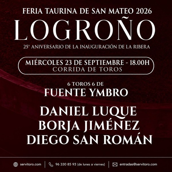 Feria de San Mateo 2026 - Plaza de toros de La Ribera