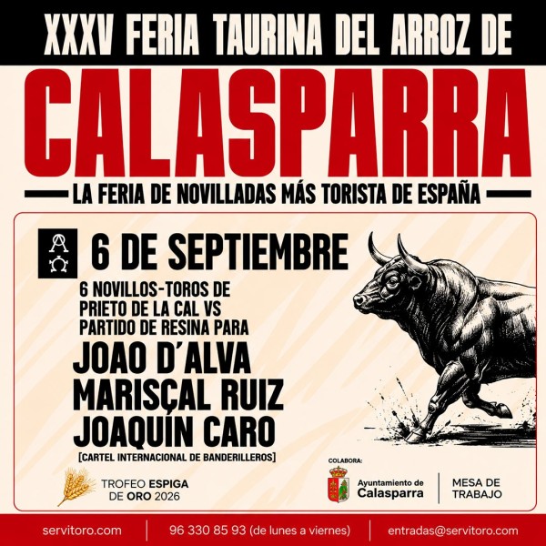 Calasparra Bullfight Tickets – 6th September. Novillada