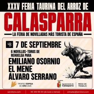 Calasparra Bullfight Tickets – 7th September. Novillada