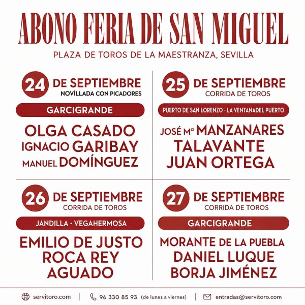 Tickets for season the San Miguel Fair in Seville – 24 to 27 of September - Morante, Roca Rey, Emilio de Justo