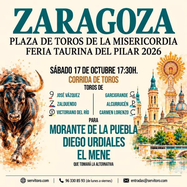 Zaragoza Bullfighting Tickets 2026 | Morante, Diego Urdiales and El Mene