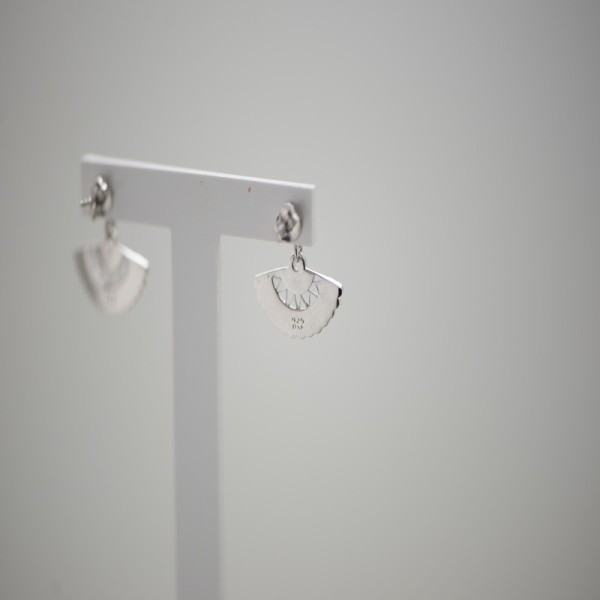 Fan Earrings in 925 Sterling Silver and Red Enamel | Servitoro