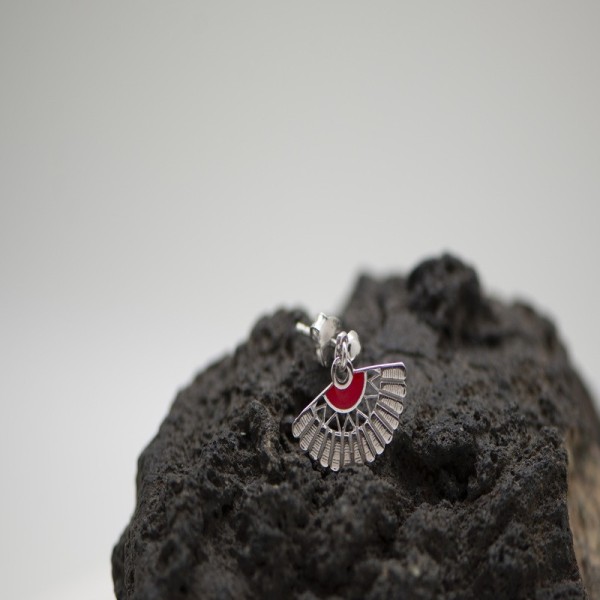 Fan Earrings in 925 Sterling Silver and Red Enamel | Servitoro