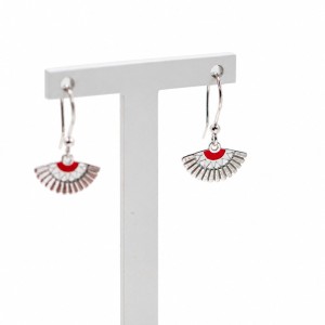 Fan Earrings in 925 Sterling Silver and Red Enamel - Bullfighting Jewellery - AB-0112