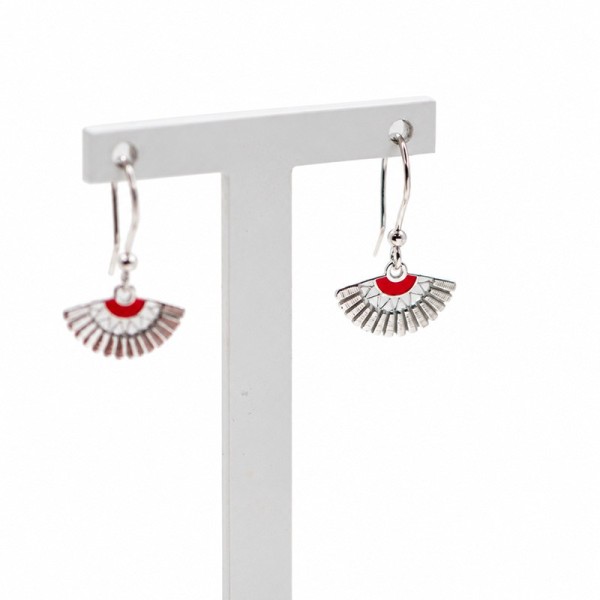 Pendientes abanico plata de ley 925 y esmalte rojo - Joya taurina - AB-0112