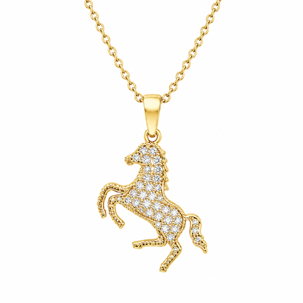 Colgante caballo chapado oro 18k y circonitas | Servitoro