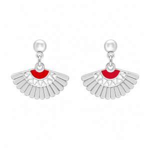 Pendientes abanico plata de ley 925 y esmalte rojo - Joya taurina - AB-0111