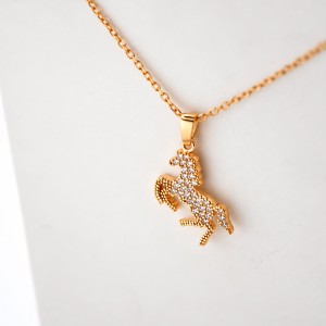 Horse Pendant in 18ct Gold Plating with Cubic Zirconia | Servitoro