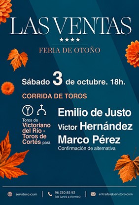 Feria de Otoño - Plaza de toros de Las Ventas - Corrida de toros 3 octubre 2026